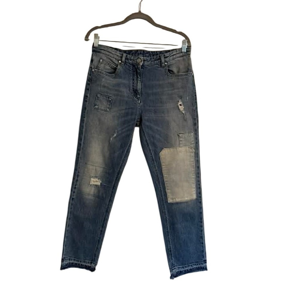Belstaff Women's Jeans Size 30 Distressed Patchwork Cropped Denim‎